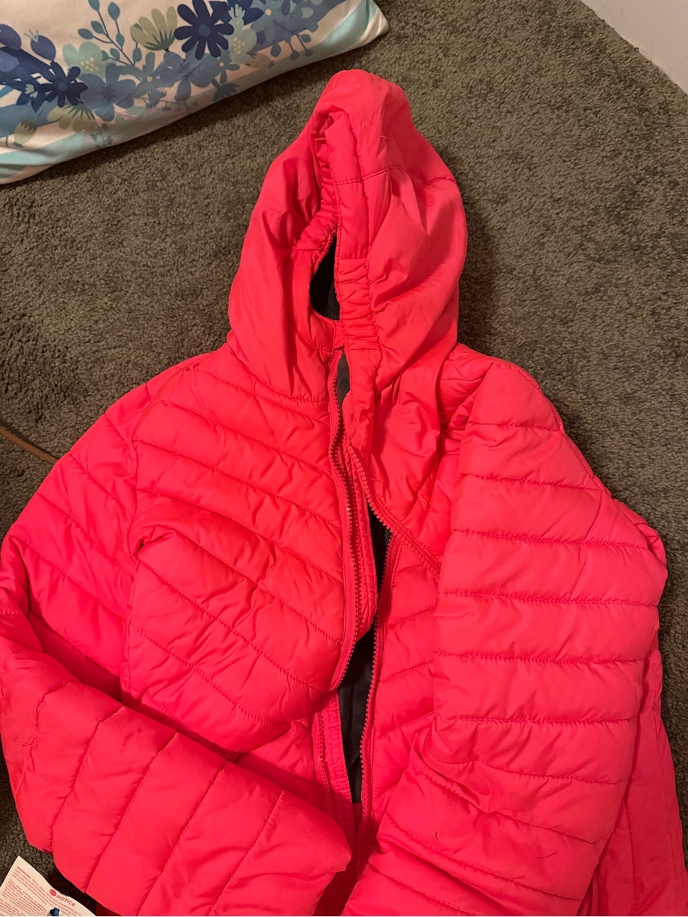 Champion Girls' Hooded Quilted Puffer Jacket in Hot Pink